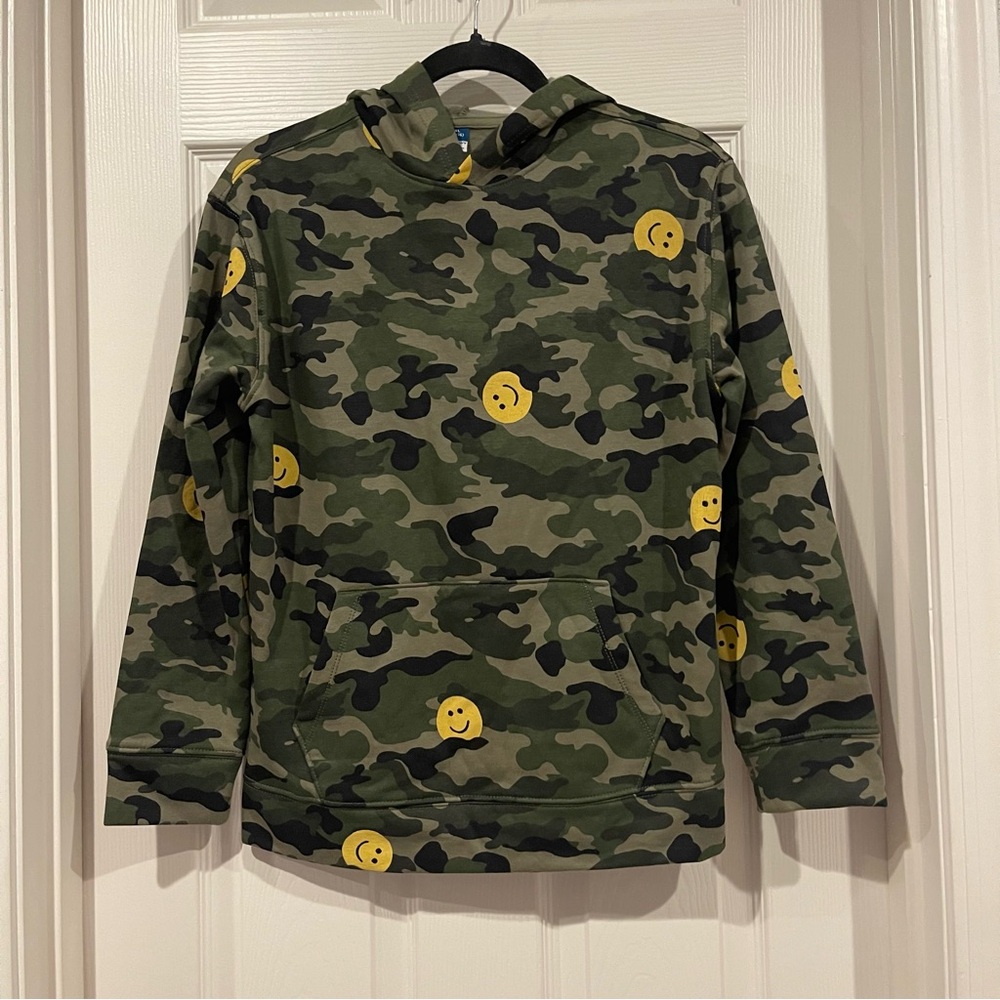 Smiley Face Camo Pullover Hoodie Sweatshirt Old Navy